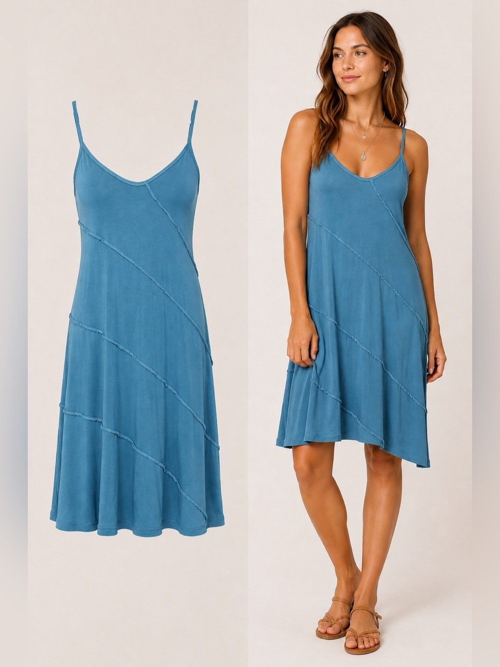 Earthbound Trading Co | Blue Layered Asymmetrical Slip Dress | Small | Boho